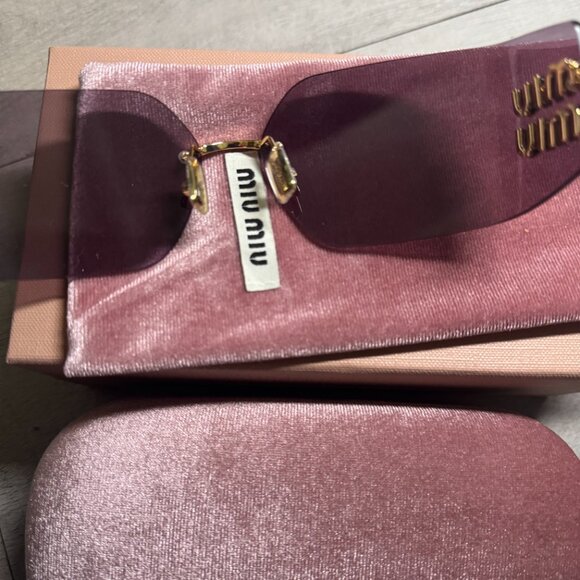 Viral Miu Miu Pink Purple Rimless Sunglasses main image 5